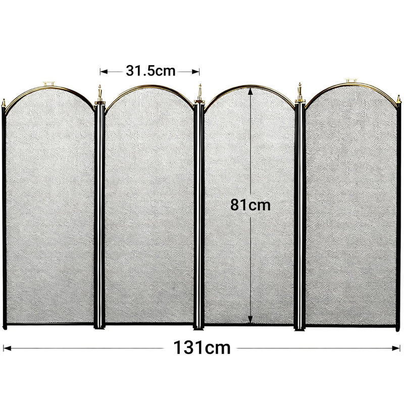 Gold Fireplace Screen 4 Panel