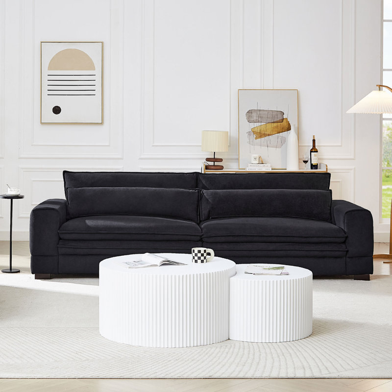 Lamere Upholstered 104.72'' Sofa, Black Polyester