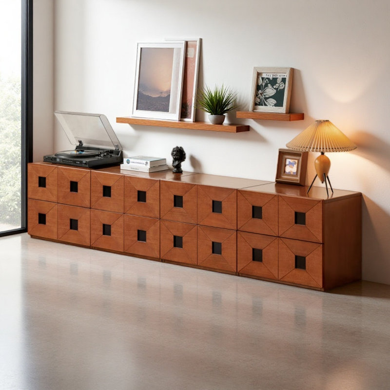 Meuble télé simple en bois massif brun, H 19,69 po x L 91,34 po x l 15,75 po