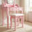 Princess Vanity Desk With Cushioned Stool & LED Mirror - For Bedroom Makeup Organization-7376969