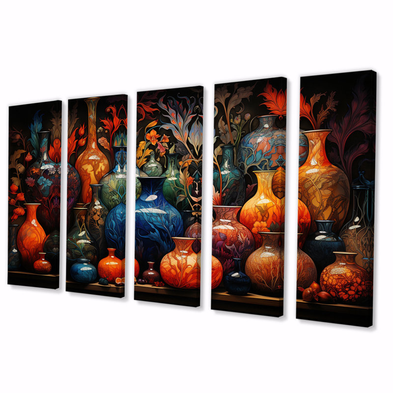 Art de l'Islam, poterie I, impression sur toile - 5 panneaux égaux