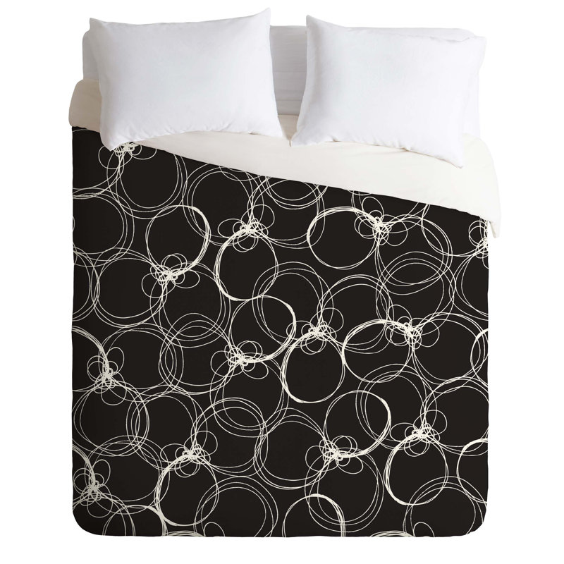 Housse de couette à cercles légers, Très grand, Noir et blanc