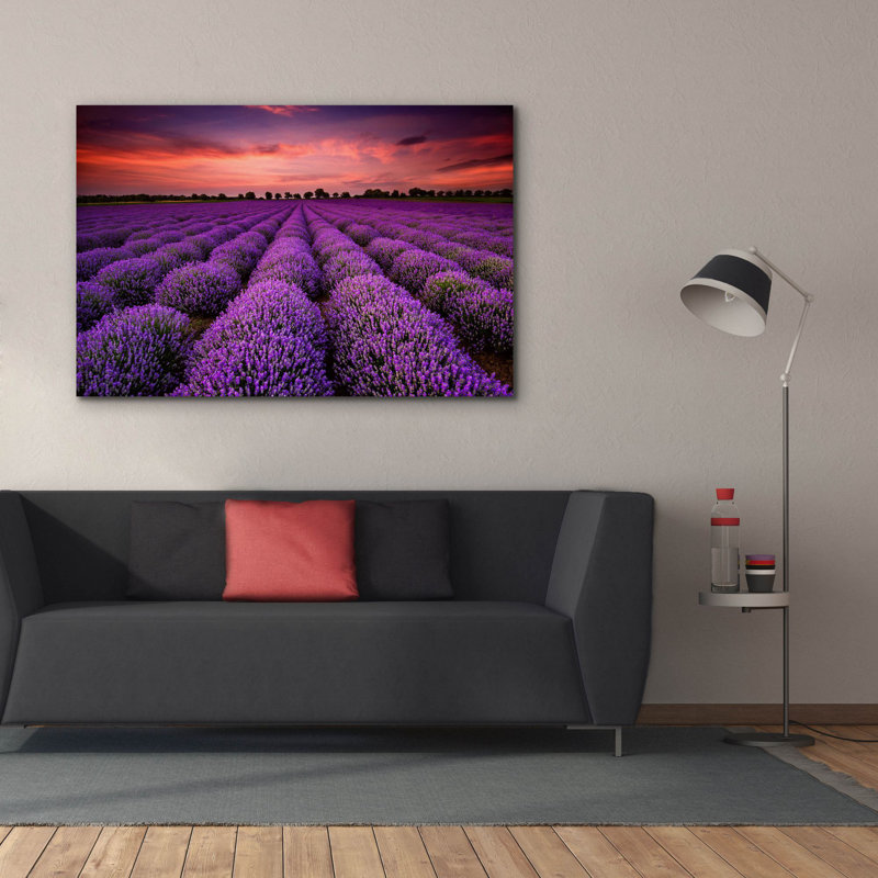 Champ de lavande sur toile, H 40 po x l 60 po x P 1,5 po