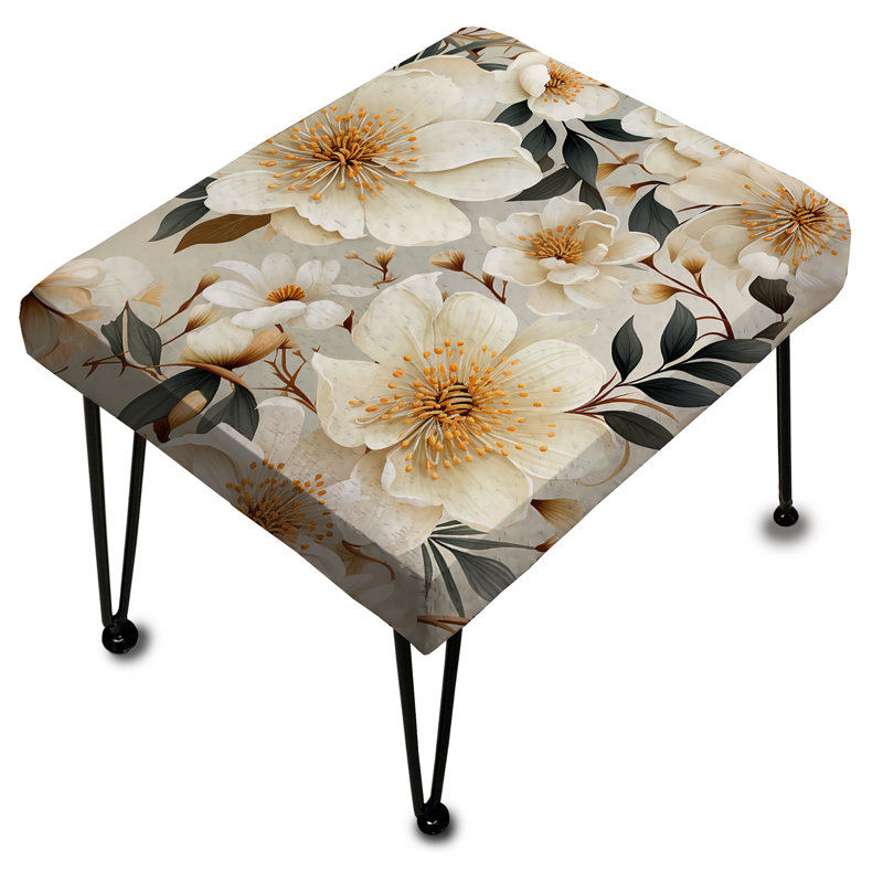 Boho Chic Poppy Blooms IV - Floral Rectangle Ottoman
