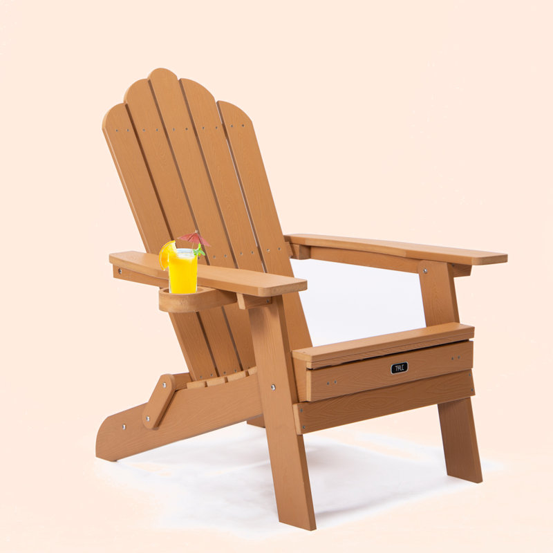 Chaise de patio pliante Jirell Adirondack, Brun