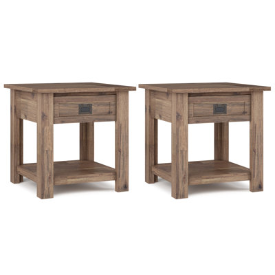 Monroe 22 Inch Solid Acacia Rustic End Table In Distressed (Set Of 2) by Simpli Home