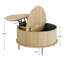 Table basse ronde à plateau relevable avec panneaux cannelés verticaux, centre de rangement dissimulé multifonctionnel, assemblage facile, naturel-1827800061-1827800049