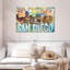 San Diego City Repères Grunge, impression sur toile 3 pièces-174371588