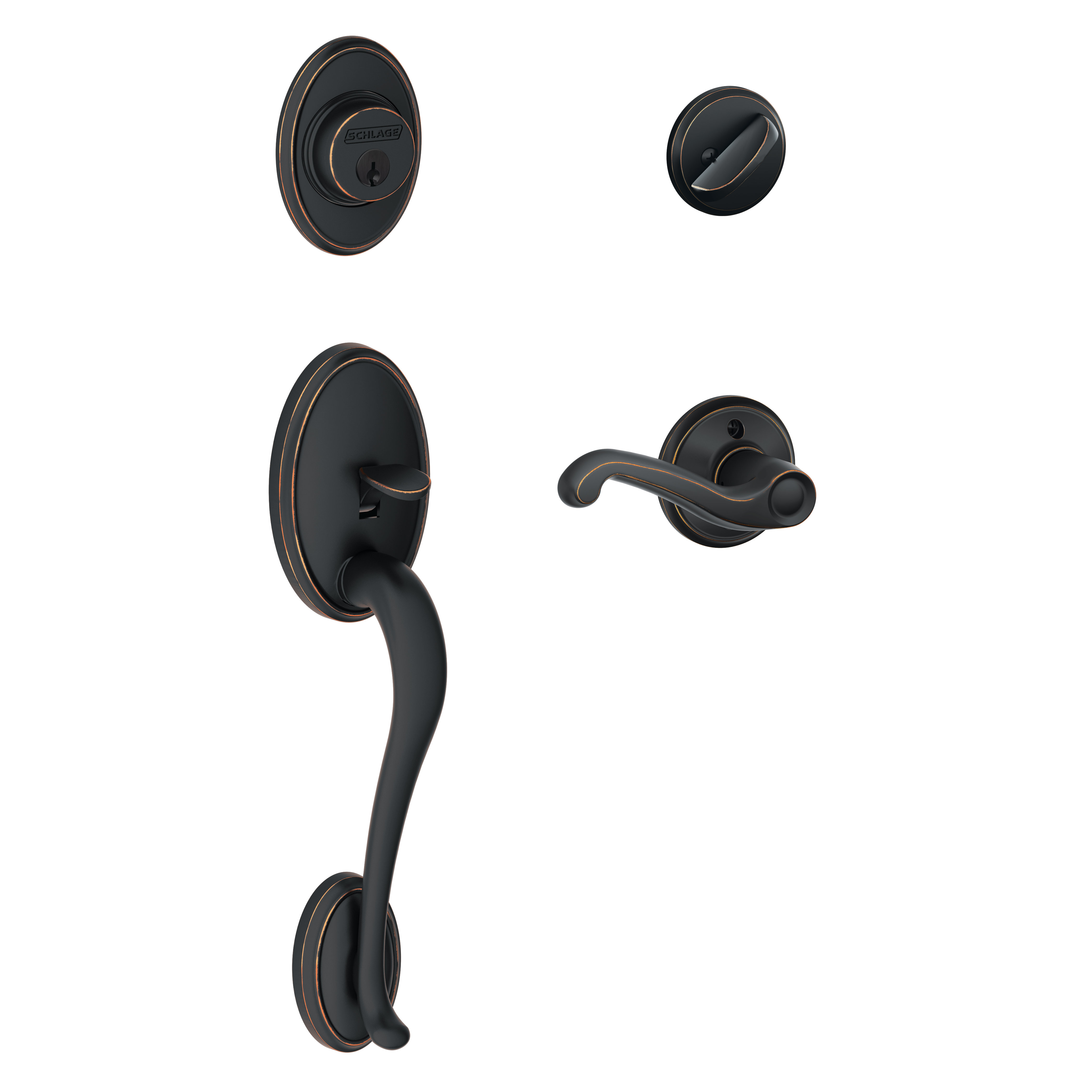Schlage Wakefield Handleset with Deadbolt and Flair Door Lever and