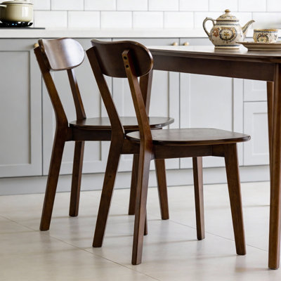 Ensemble de chaises de salle à manger 100% naturelles en bois massif de style Mid-Century avec dossier courbé, noyer