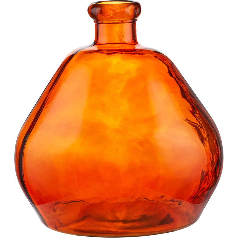 Handmade Glass Floor Vase, Orange