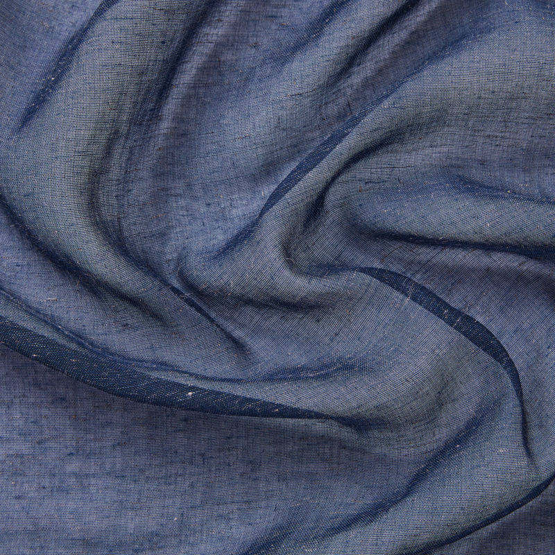 Linen Semi-Sheer Grommet Curtain Panels, 54" W x 84" L, Navy Blue