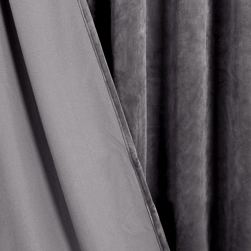 Velvet Room Darkening Grommet Window Curtain Panel, 55" W x 108" L, Charcoal