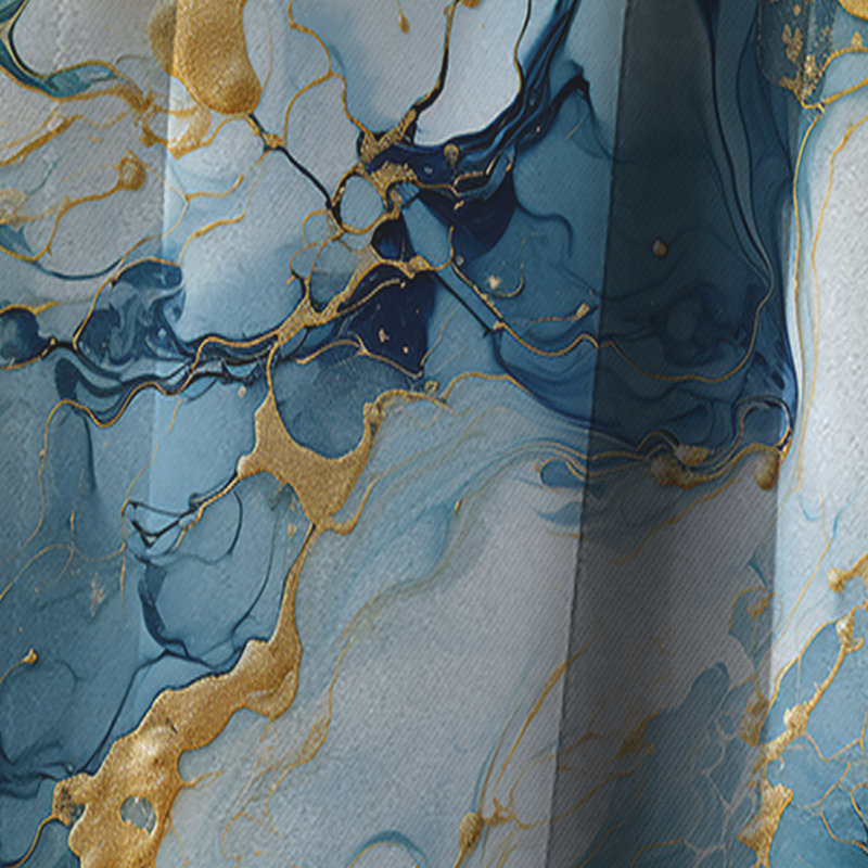 Rideau occultant en marbre bleu et blanc Oceanic Allure Marble I - 1 panneaux, L 52 po x L 84 po