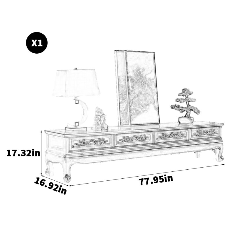 All solid wood TV cabinet, Brown