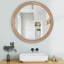 Miroir rond rond à cadre en bois avec détail nervuré, 23,62 po