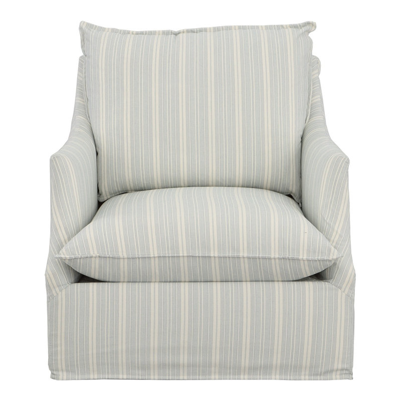 Baldwin Slipcovered Lounge Chair, Stationary, 3172 Greentea