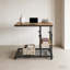 Table mobile en C réglable en hauteur avec planche à dessin inclinable et rangement latéral, parfaite pour les espaces de travail et de loisirs flexibles.