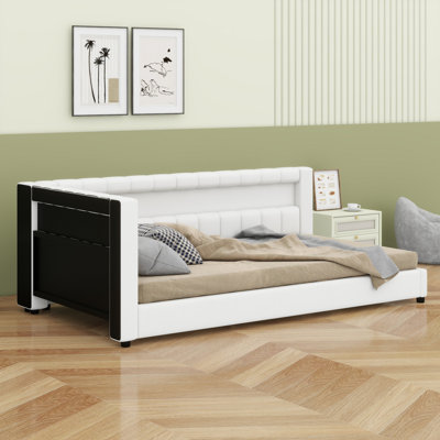 LED Upholstered Platform Bed Frame with Built-in USB Charging Station