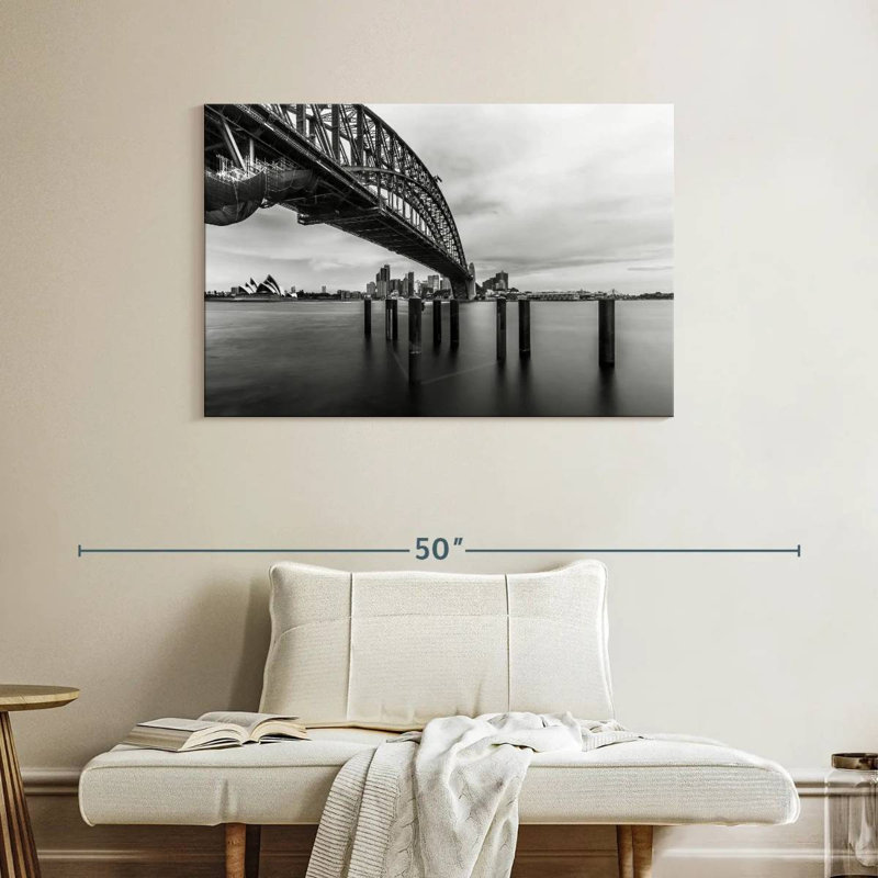 Kavia Cloudy Harbour Bridge, 26" H x 39" W