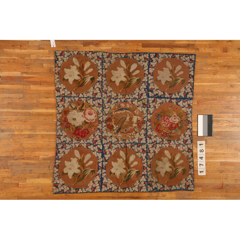 Antique Needlepoint English Flat Weave Rug