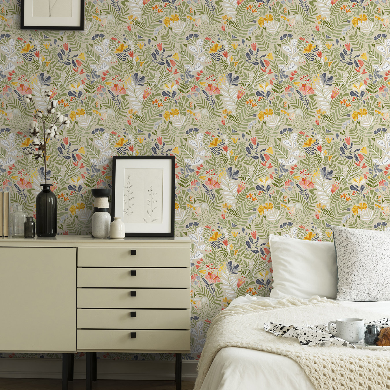 Ackworth Wallpaper Roll, Beige/Green