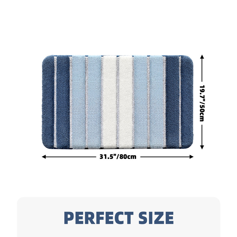 Danimir Microfiber / Microsuede Non-Slip Bath Rug, 20" W x 32" L, Blue