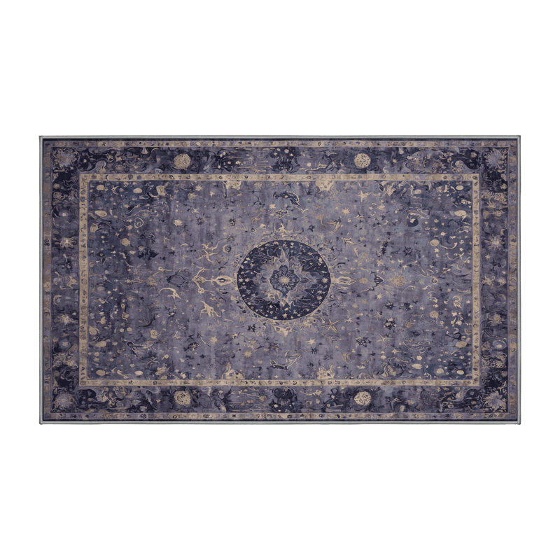 Machine Washable Purple Area Rug, Rectangle 3' x 5'