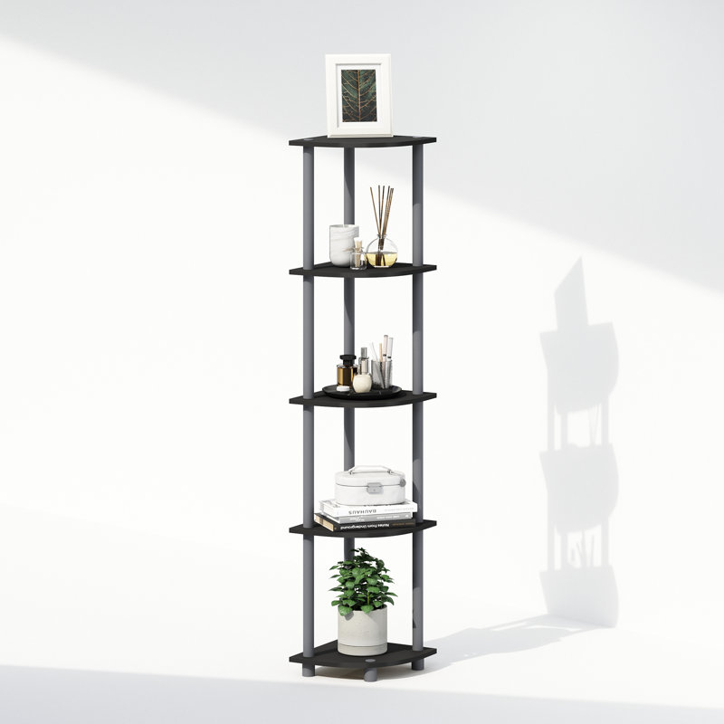 Shamblin 57.7'' H x 11.6'' W Plastic Corner Bookcase, Black/Gray