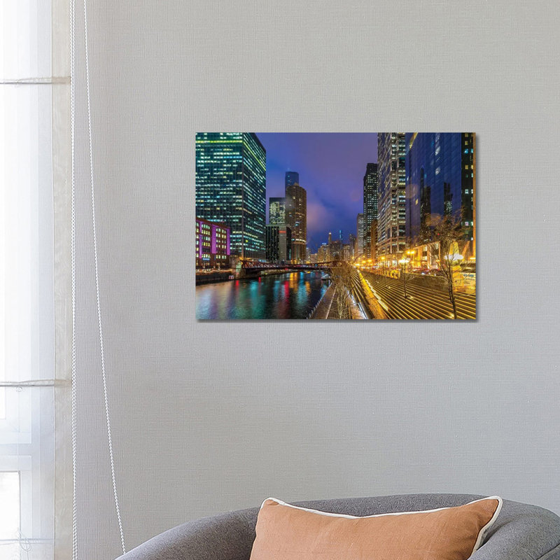 Chicago Lights by Nejdet Duzen - Print on Canvas, 45.72cm H x 66.04cm W x 3.81cm D, Wrapped Canvas