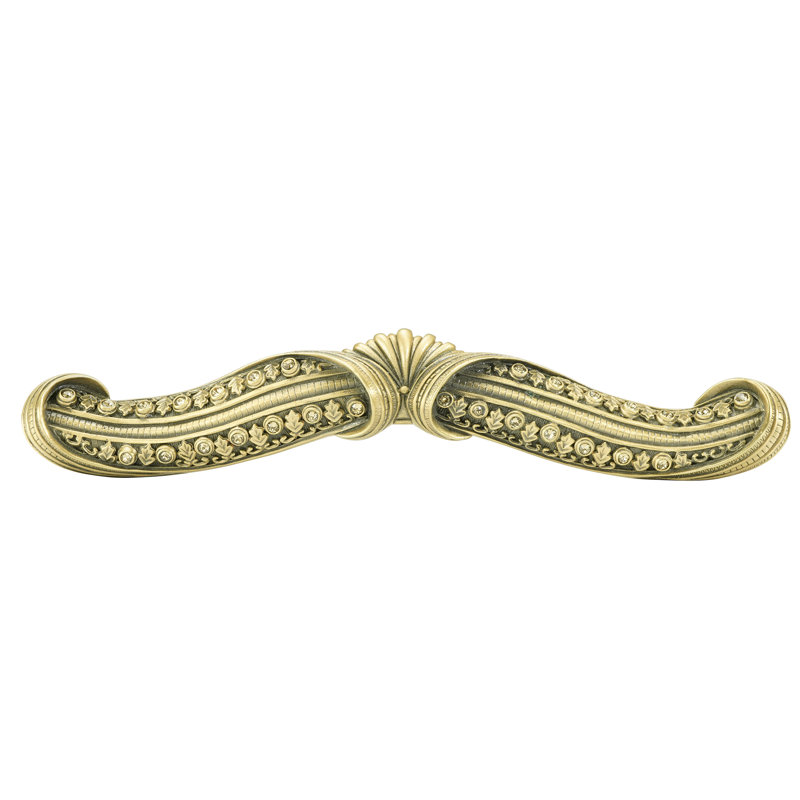 WELLINGTON 5" C TO C PULL; DECORATED WITH SWAROVSKI® LT COLORADO TOPAZ CRYSTALS; MUSEUM GOLD PLATE