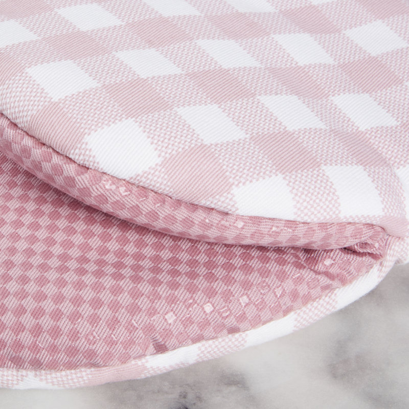 KitchenAid Gingham 2-Piece Oven Mitt, Rose, 5.50""W x 10""L