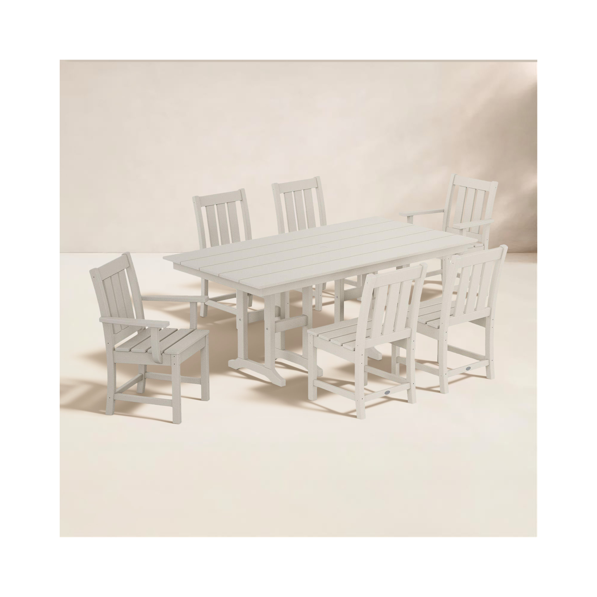 Oxford 7-Piece Farmhouse Dining Set, Sand