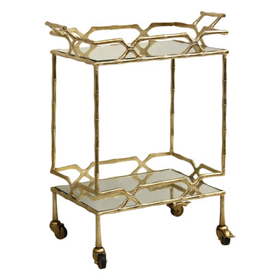 Monaco Bar Cart - Gold with Mirror Top