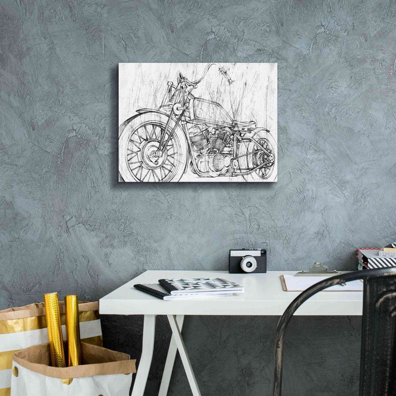 «Inverted Motorcyclesic S Croquis II» par Ethan Harper, estampe numérique sur toile, H 12 po x l 16 po x P 0,75 po