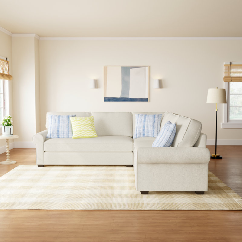 Porter Upholstered L-Shaped Sectional Symmetrical, Nomad Snow Crypton® Chenille