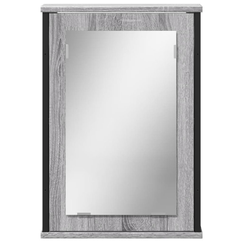 Bathroom Mirror Cabinet Black 42X12x60 Cm Engineered Wood, Grey