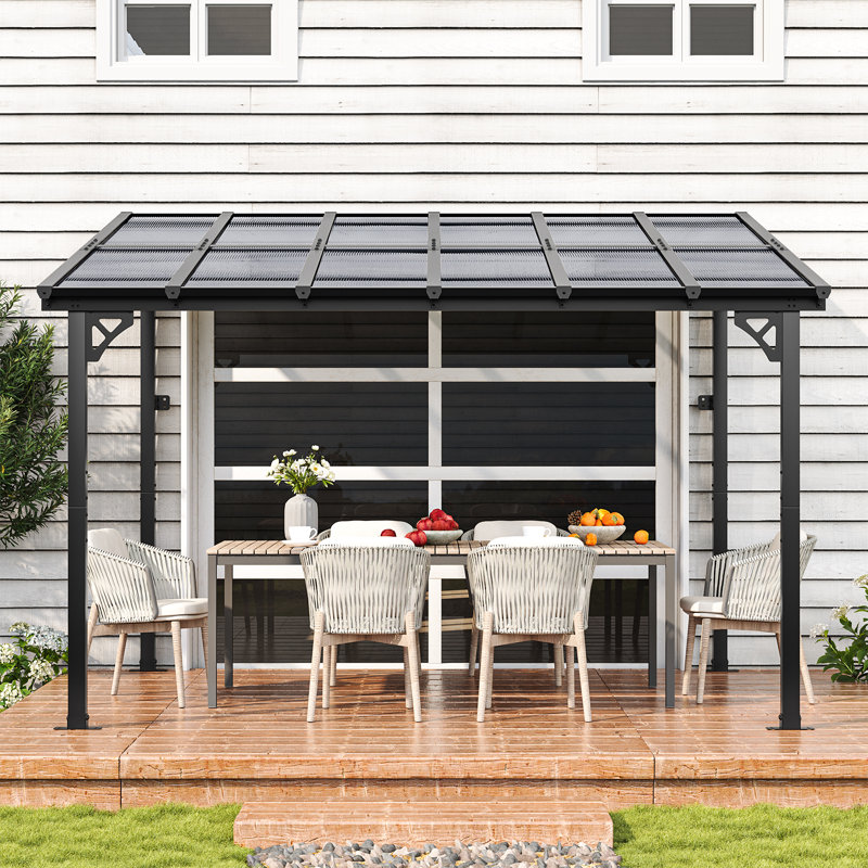 12 pi. L 10 pi. Pergola en aluminium avec auvent, 12 pi. L 10 pi. D