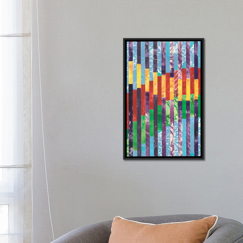 « quilted monoprints i », impression sur toile, H 26 po x l 18 po x P 1,5 po, Toile avec cadre noir, Pas de tapis