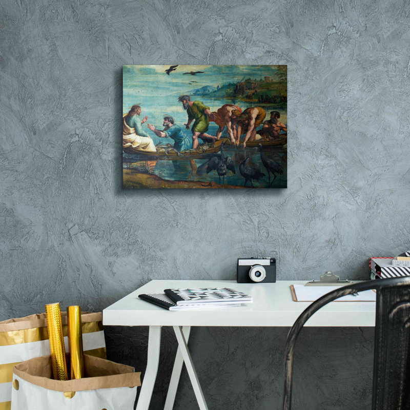«The Miraculousray of Fishes» par Raphael, art mural sur toile, H 12 po x l 16 po x P 0,75 po