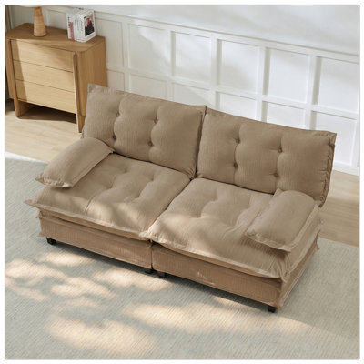 Canapé modulaire moderne, canapé à 2 places pour le salon et la chambre à coucher, fauteuils confortables en nuage avec coussin de siège en treillis, tissu chenille respirant