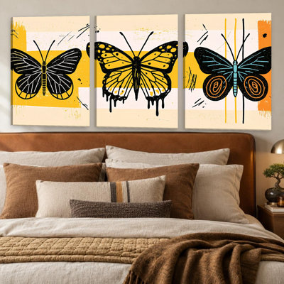 3 Pieces Exculisive Vibrant Abstract Cubist Large Wall Art, Premium Modern Canvas Decor for Living Room, Bedroom, Office and Home, Ready to Hang