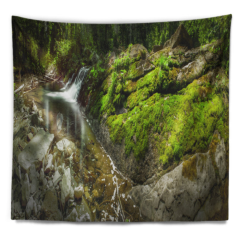 Tapisserie paysage paysage de ruisseau avec mousse et roches, H 78 po x l 92 po