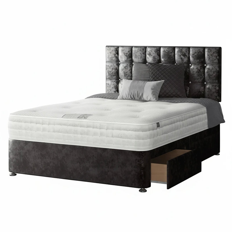 Falconer Upholstered Divan Bed, Super King (6'), Amethyst, 4 Drawers