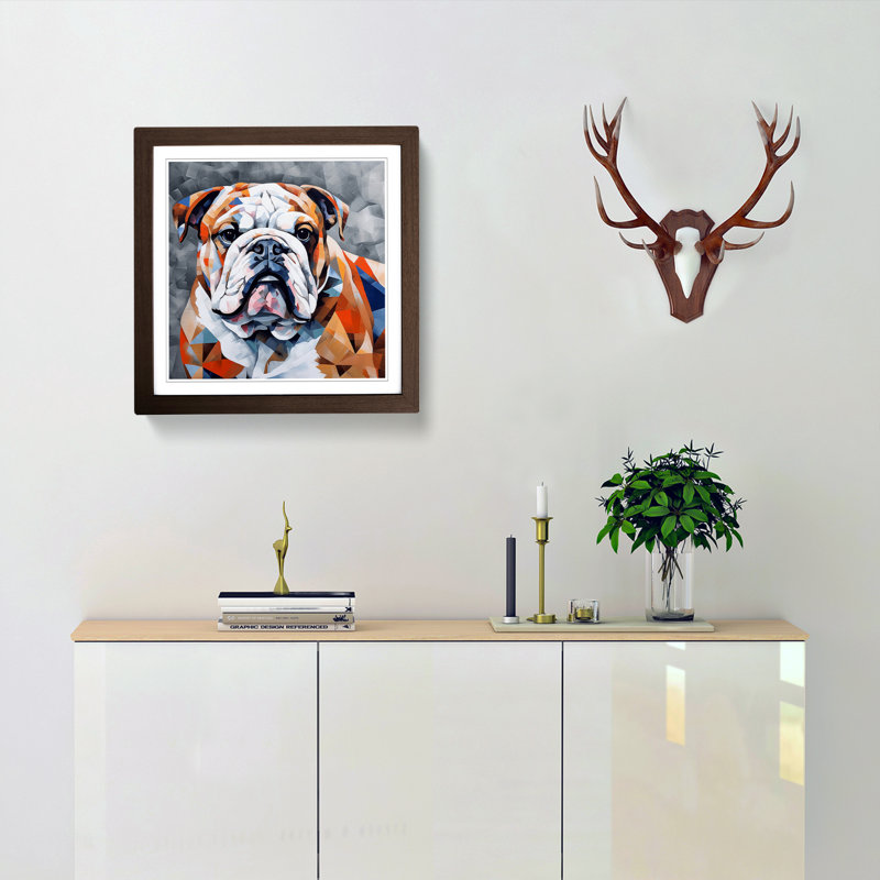 British Bulldog Cubism - Framed Print, Walnut