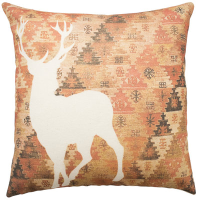 Deer Aztec Cotton Throw Pillow