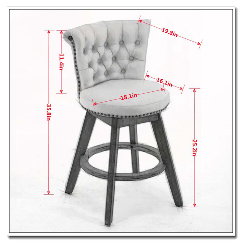 Tabouret de bar pivotant à 360 °, Gris