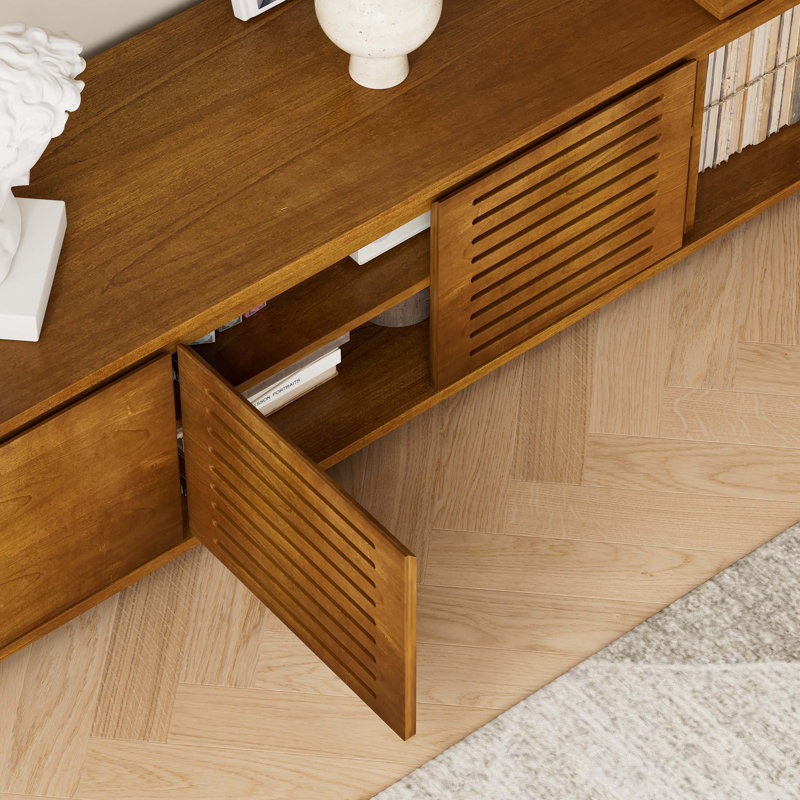 63" Extendable TV Stand for TVs up to 75", Entertainment Cabinet with Storage & Adjustable Panel