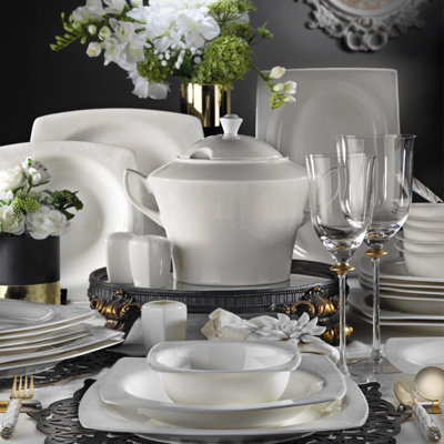 Piece Porcelain China Dinnerware Set - Service for 12