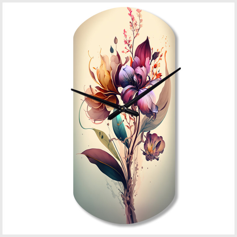 Horloge murale Nosko Orchid Floral Design I - Orchid, Petit